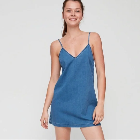 wilfred free denim dress Wilfred Free Striped Denim Tunic Dress
